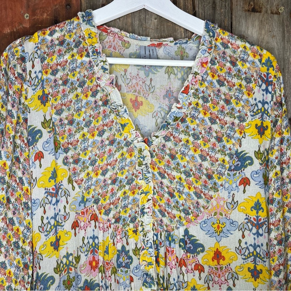 Anthropologie Bl^NK London Lucia Floral Tunic Dress Blouse Size Small - Picture 3 of 13